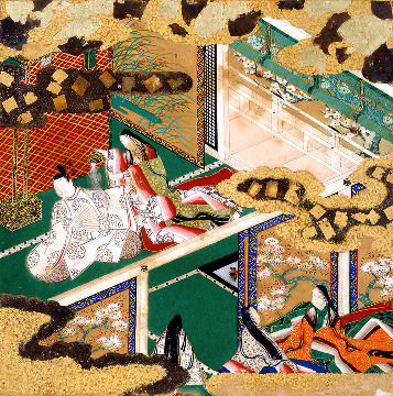 源氏物語」真木柱の巻・髭黒大将、尚侍の君(玉鬘の姫君)を宮中 源氏物語」真木柱の巻・髭黒大将、尚侍の君(玉鬘の姫君)を宮中