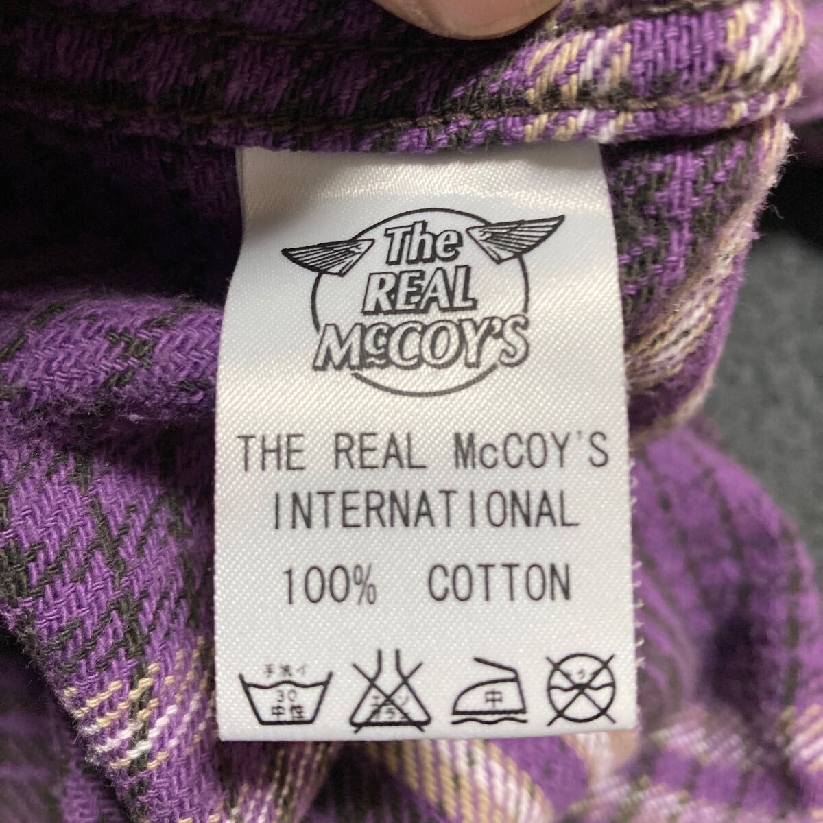 THE REAL McCOY'S ザリアルマッコイズ 966L チェック ヘビーネルシャツ ワークシャツ 長(zhǎng)袖 パープルチェック サイズ15 アメカジ 日本制
