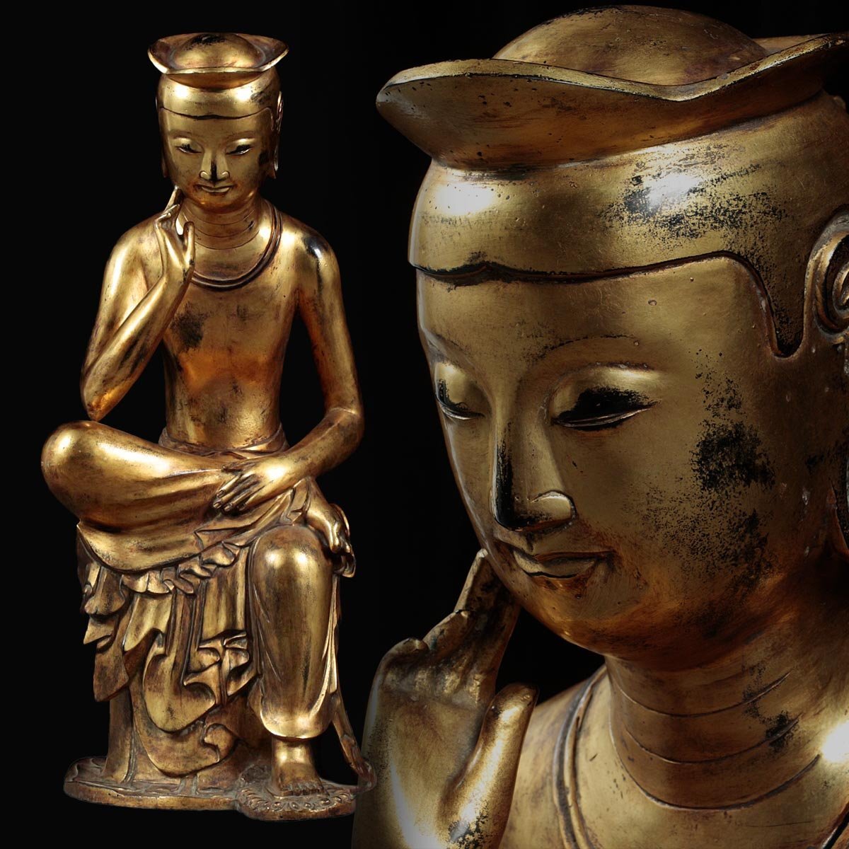 中国美術 古銅 仏教古美術 弥勒未来仏 坐仏/座像 仏高22cm・仏像 中国美術 古銅 仏教古美術 弥勒未来仏 坐仏/座像 仏高22cm・仏像