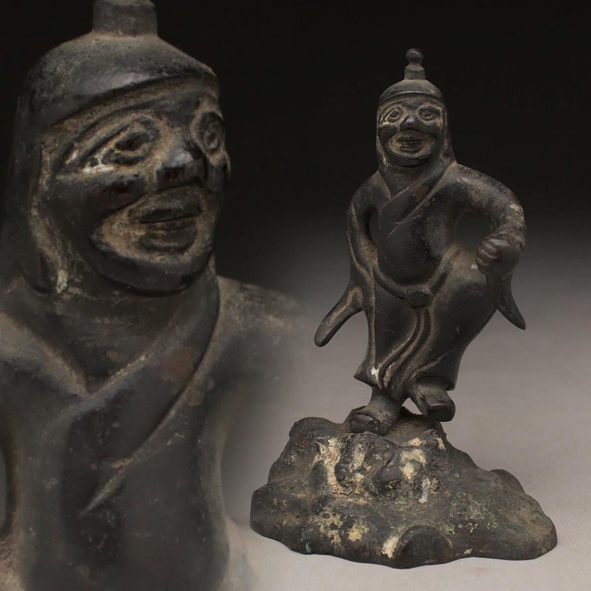 蔵友館蔵品・銅製・金鍍・彩繪・黄財神像】・希少珍品・置物・賞 蔵友館蔵品・銅製・金鍍・彩繪・黄財神像】・希少珍品・置物・賞