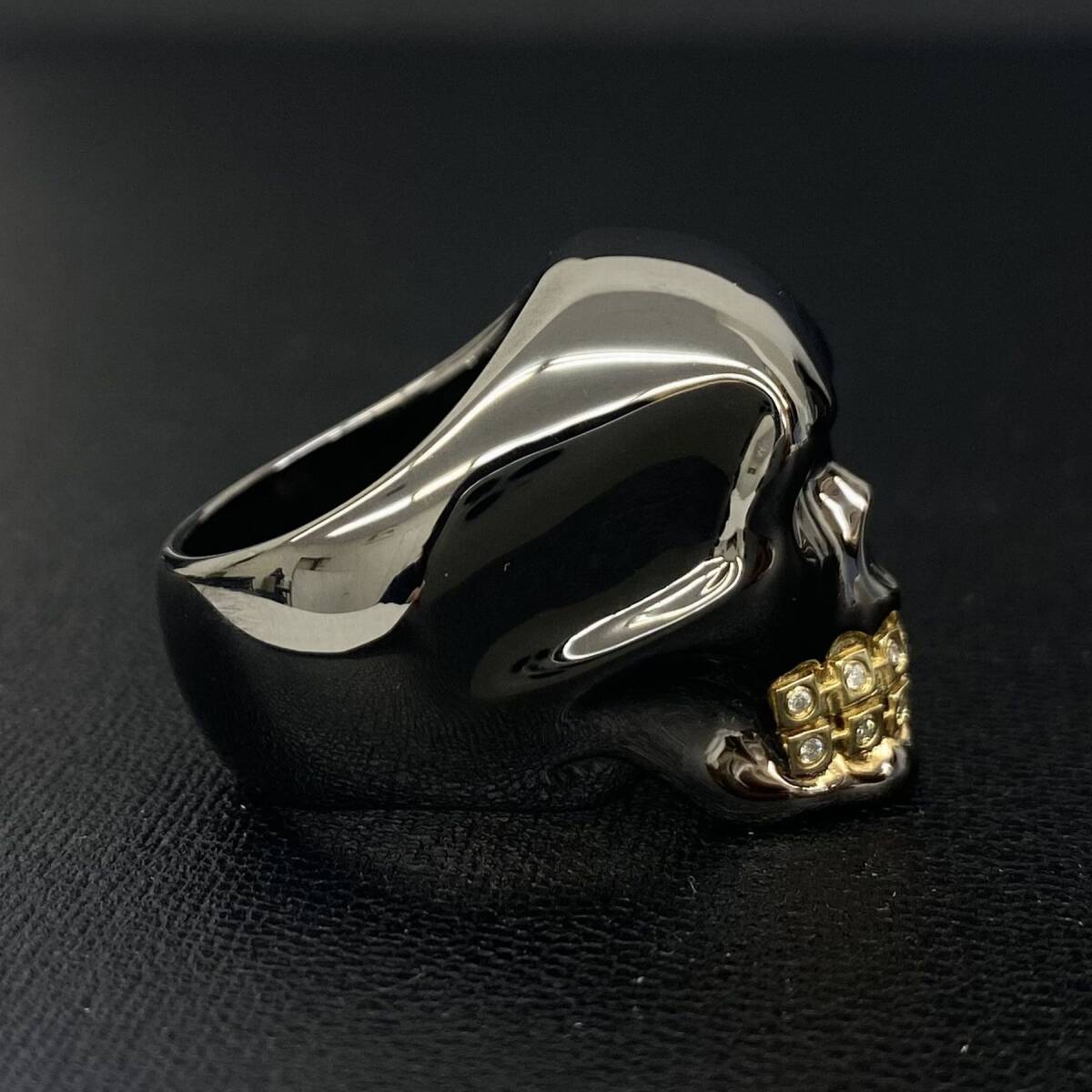 ★新品★ Justin Davis ジャスティンデイビス SRJ921 FUNPLEX SKULL RING シルバー ブラック コーティング ダイヤ スカル リング 指輪 19號(hào)