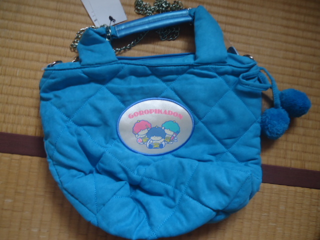 サンリオ×WEGOコラボ　ゴロピカドン　ランチトートバッグ/ショルダー＆トート/2WAY：ボンボン/ワッペン/フェイクスェ―ド生地/2017年製