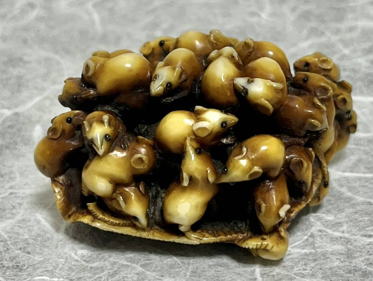  netsuke [ правильный свет ] морское ушко & мышь . расческа корень супер ... за границей аукцион лот история zacke