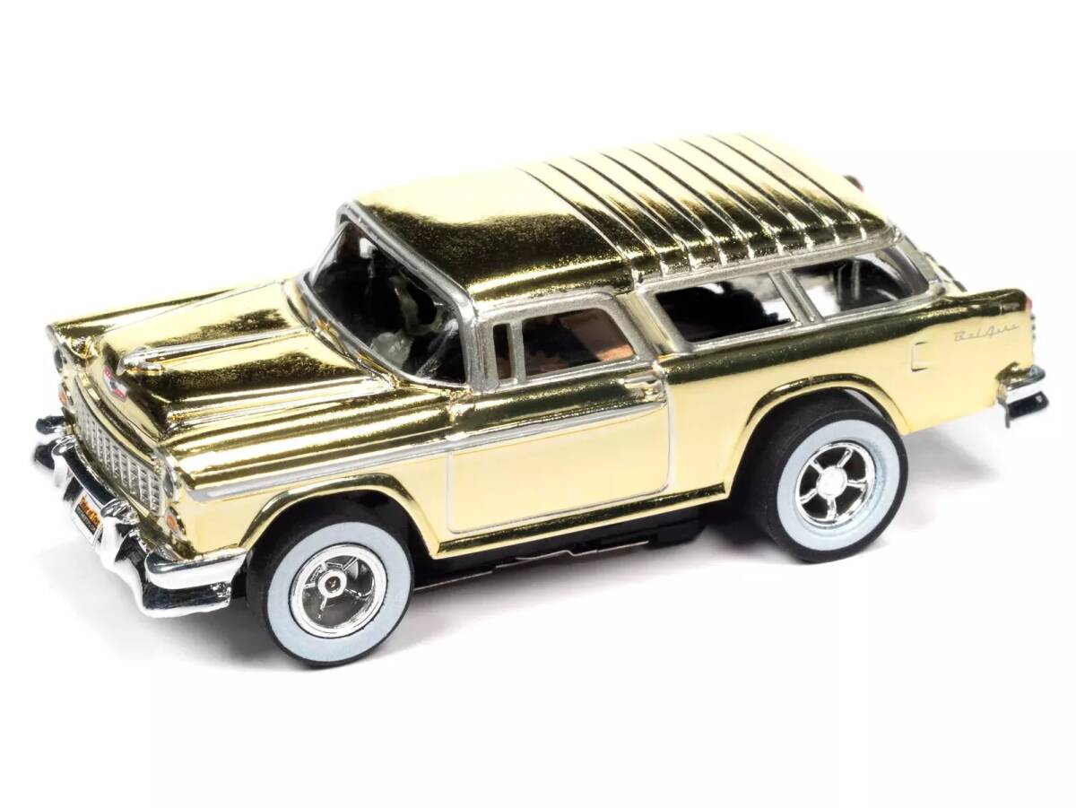 AUTO WORLD X-Traction*Gold Chrome *1955 Chevrolet Nomad*TOY SHOP ограничение *HO слот машина 