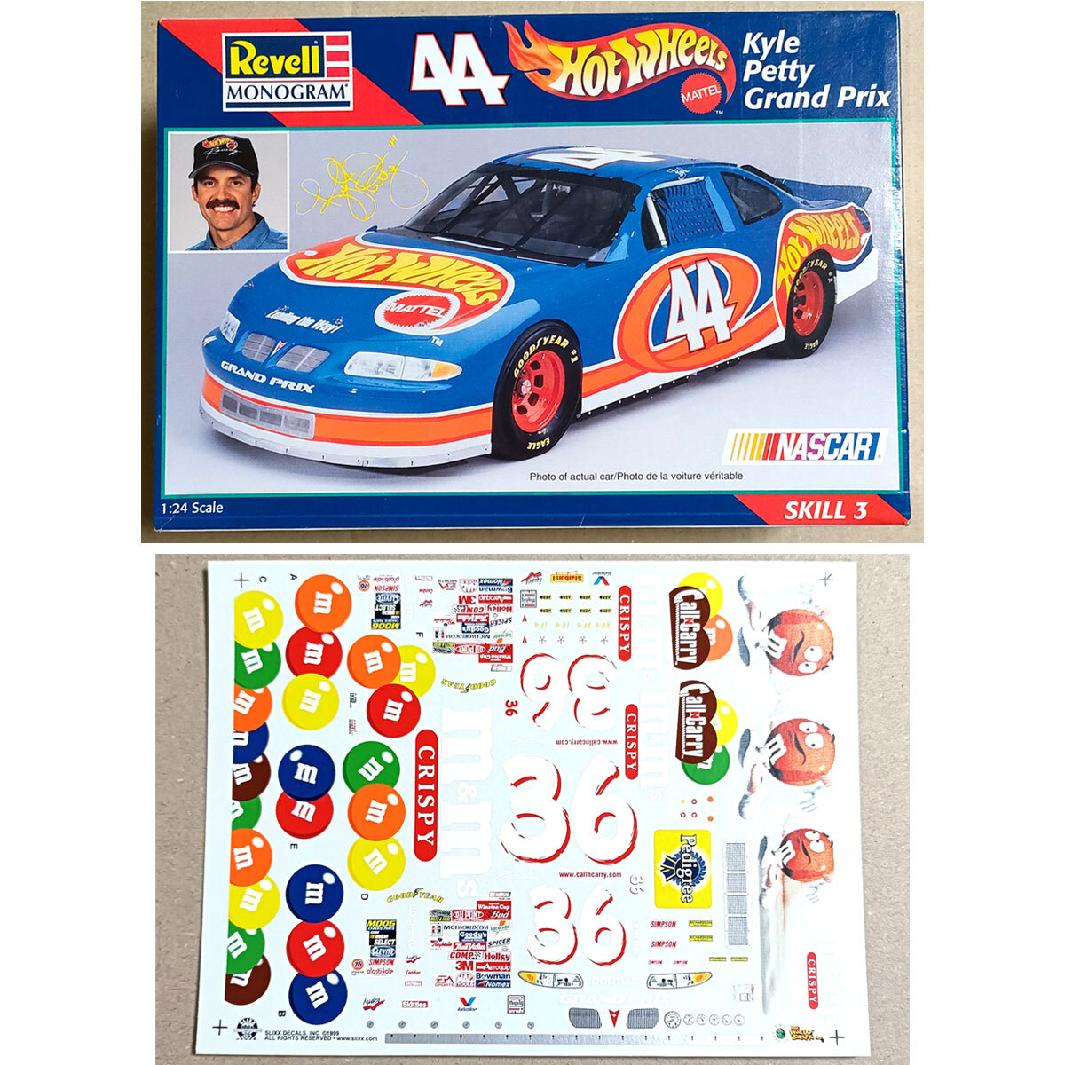 ポンティアック グランプリ '99 M&M's 1/24 スリックス SLIXX デカール + HotWheel キット NASCAR Revell monogram レベル モノグラム