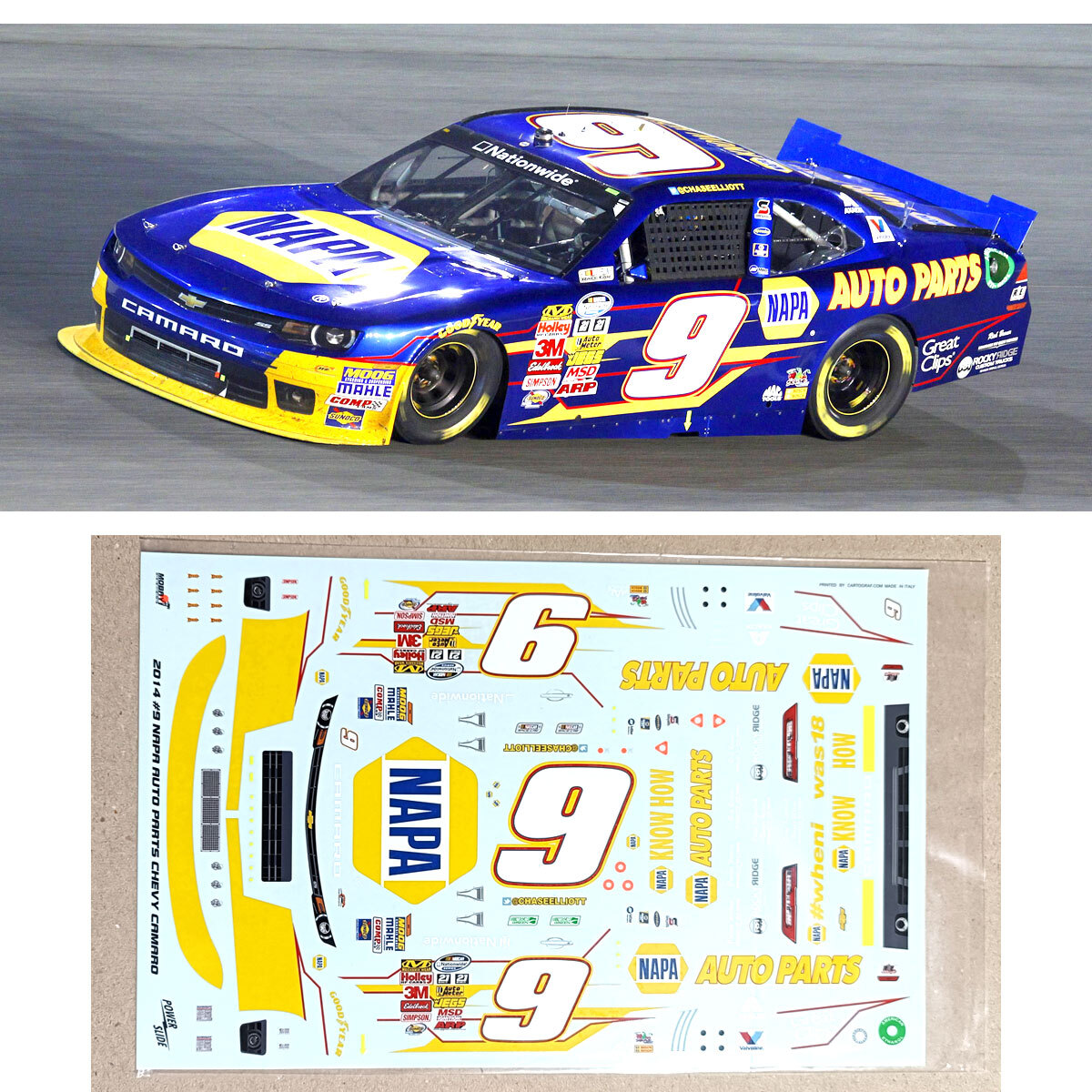 シボレー カマロ 2014 #9 NAPA チェイス・エリオット 1/24 パワースライド デカール Powerslide DECALS Camaro Revell Salvinos サルビノス
