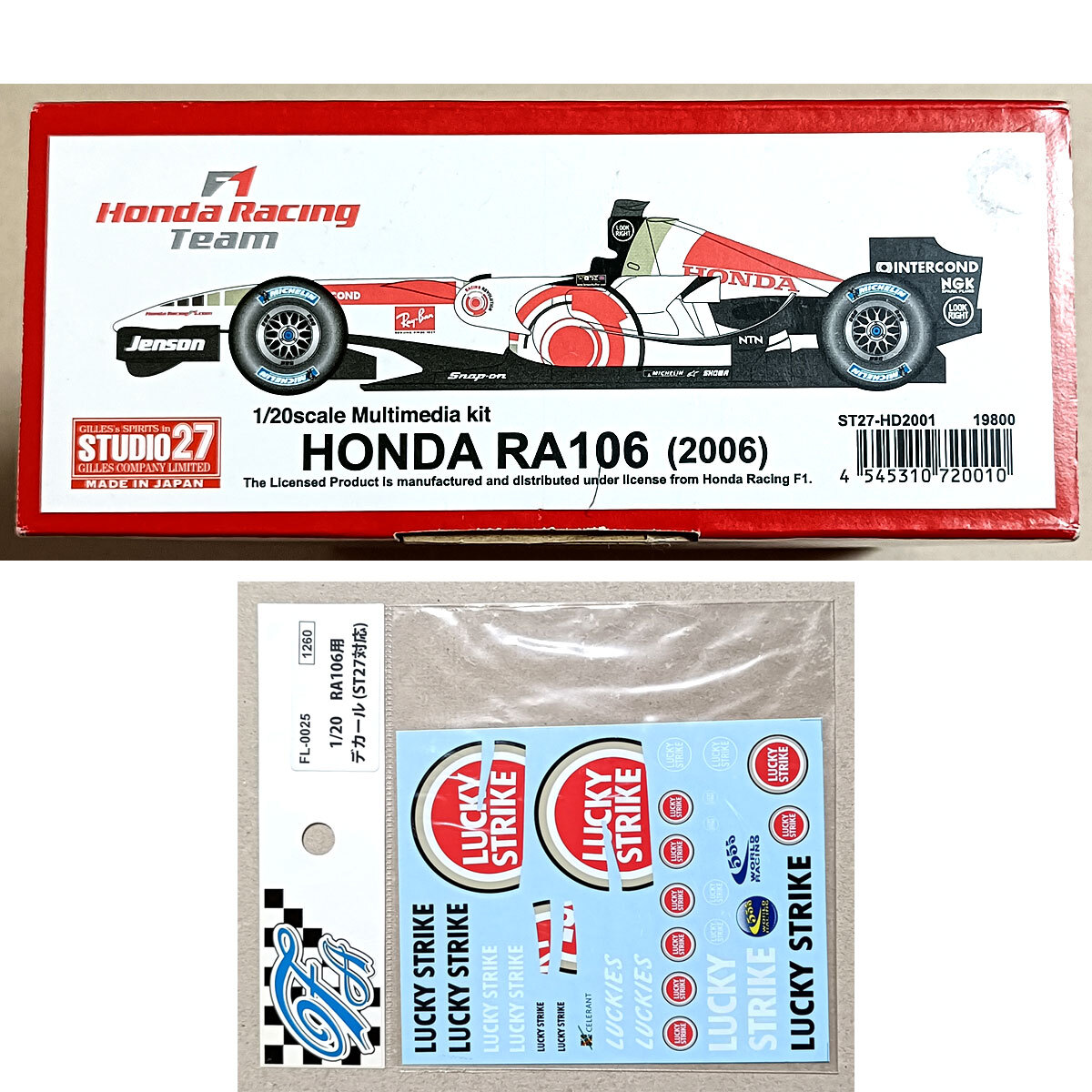 ホンダ RA106 スタジオ27 キット ＋ エッフェアルテフィーチェ ラッキーストライク デカール 1/20 STUDIO27 HONDA F1 F'artefice