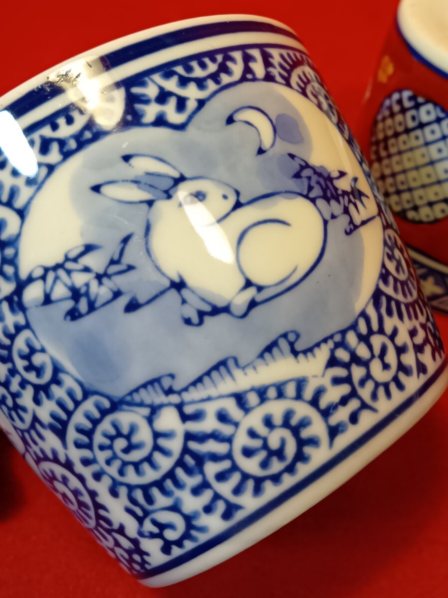 古伊万里焼 おさえつけ 色絵 蕎麦猪口 5客 古伊万里焼 おさえつけ 色絵 蕎麦猪口 5客