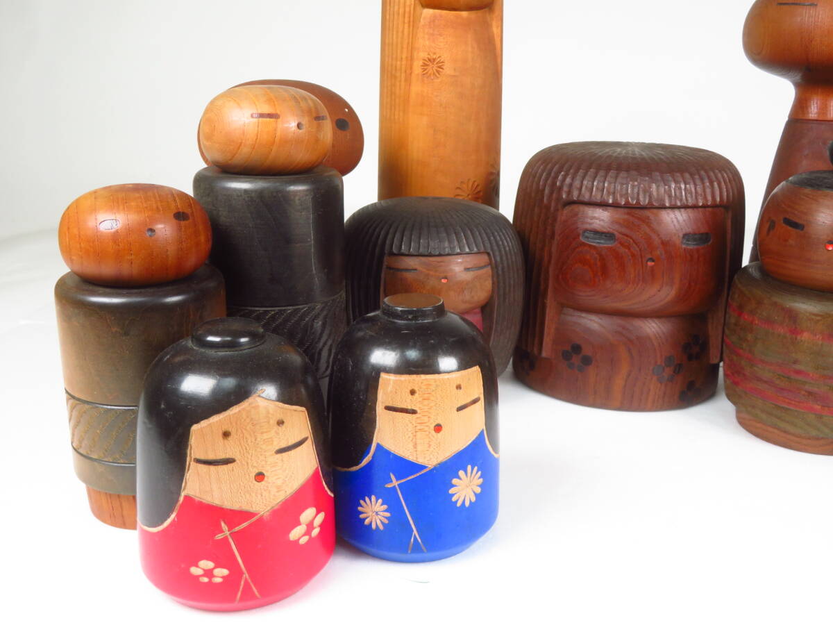コレクター整理品 創作こけし 山中三平作 12体セット 木彫 木製 コレクター整理品 創作こけし 山中三平作 12体セット 木彫 木製
