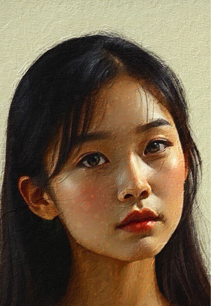 女性の肖像画・油絵風アート作品 - メルカリ
