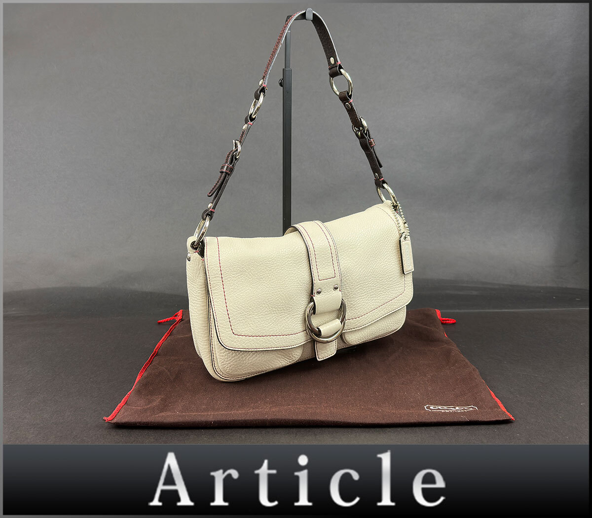 206275〇 COACH コーチ ショルダーバッグ 肩掛け ハンドバッグ 8A41 レザー 革 アイボリー ホワイト レディース 保存袋/ B