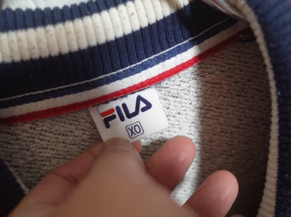 メンズ pl673 FILA フィラ キルティング 切替 フルジップ スウェット ジャケット XO ネイビー 紺