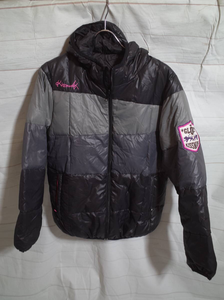 レディース pl678 Kissmark キスマーク リバーシブル ダウン ジャケット ダウンパーカー M ブラック系 黒系_画像2