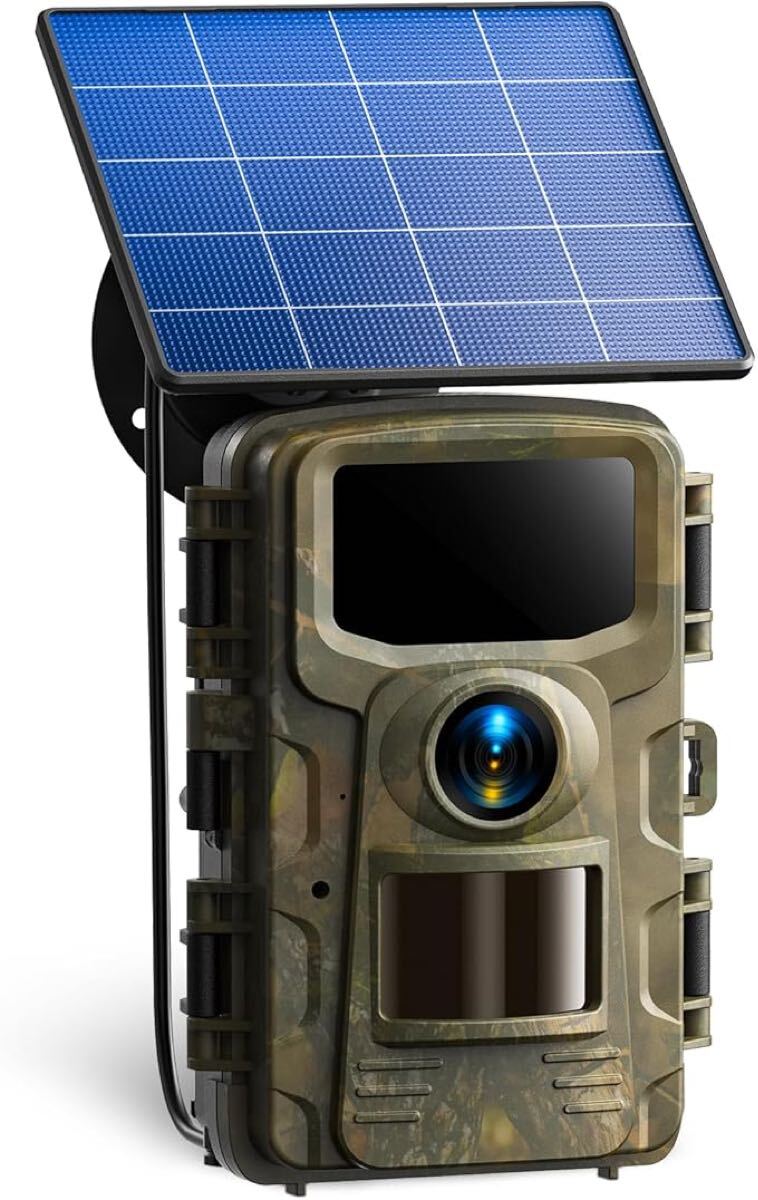 小型 トレイルカメラ ソーラーパネル付属 2K 3600万画素 120°撮影範囲防犯カメラ IP66防水防塵 室内＆室外 両用カメラ