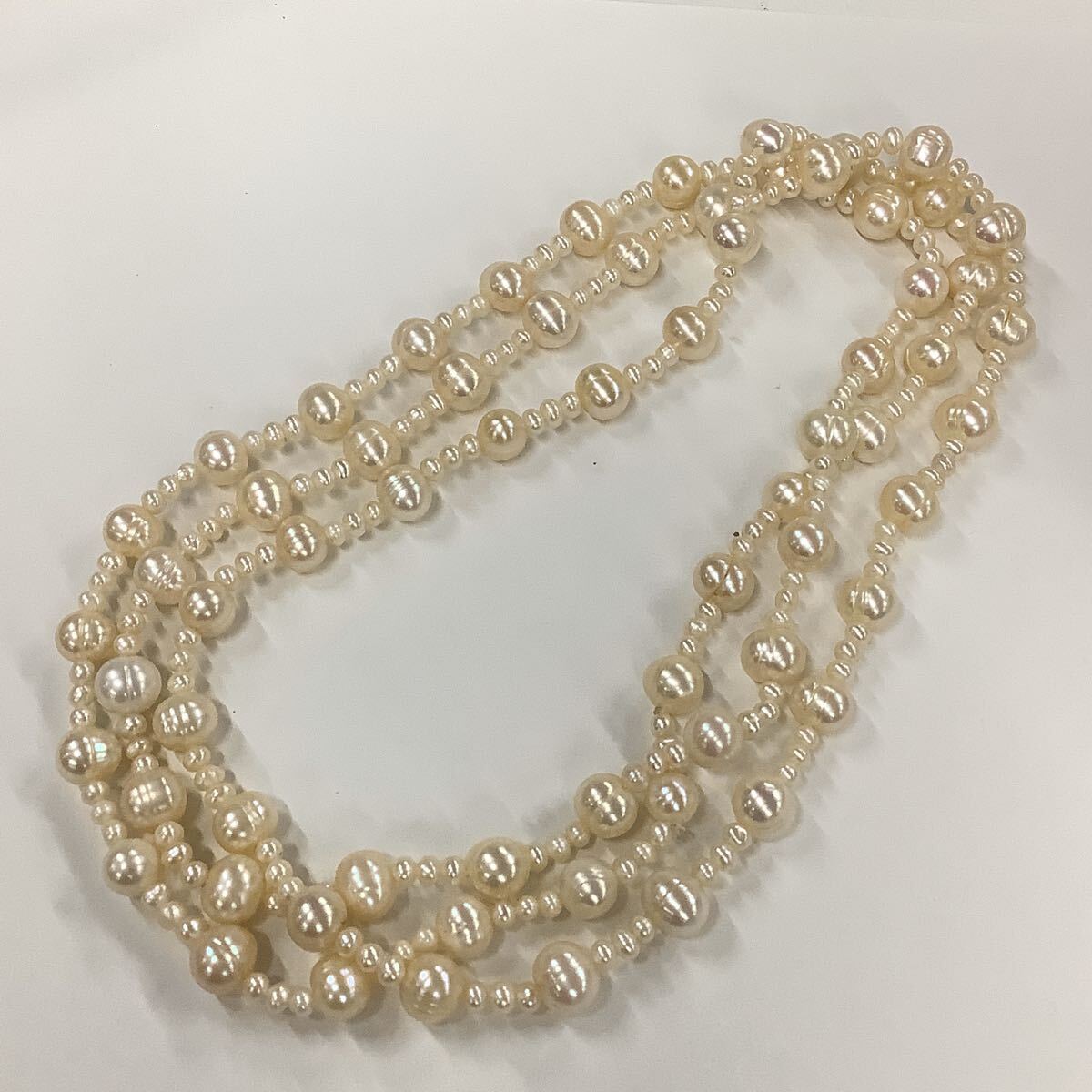 ●ハ9061H◎艷やか本真珠　バロックパール　エンドレスタイプネックレス　58.5センチ（輪の状態）◎送料込み◎