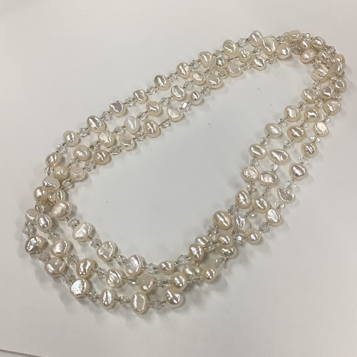 ●ハ9062H◎艷やか本真珠　バロックパール×ビーズ　エンドレスタイプネックレス　60センチ（輪の状態）◎送料込み◎