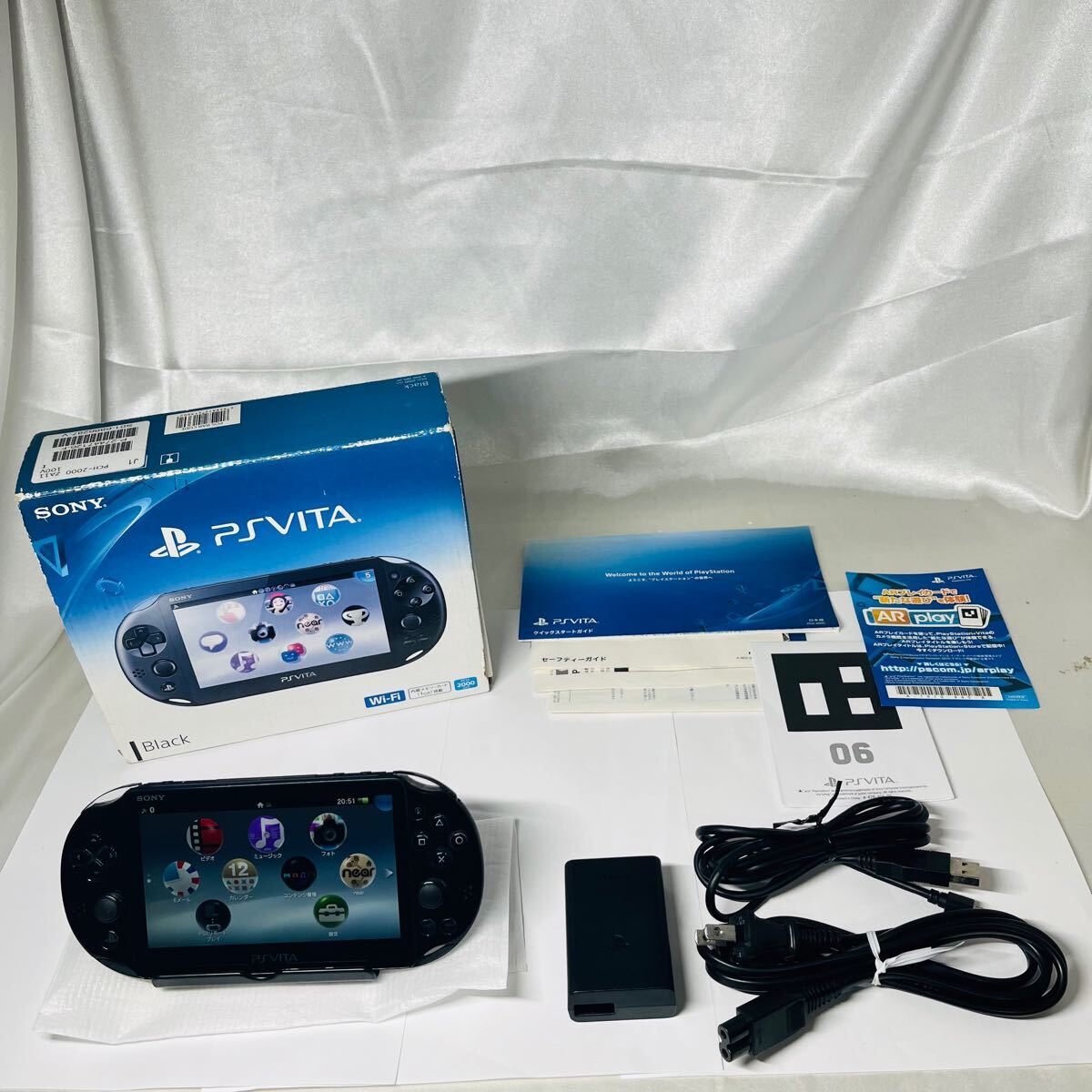 ★1円〜 動作確認済 FW3.74 SONY PS Vita PCH-2000 ZA11 ブラック Wi-Fiモデル 本体 Play Station black 付属品完備