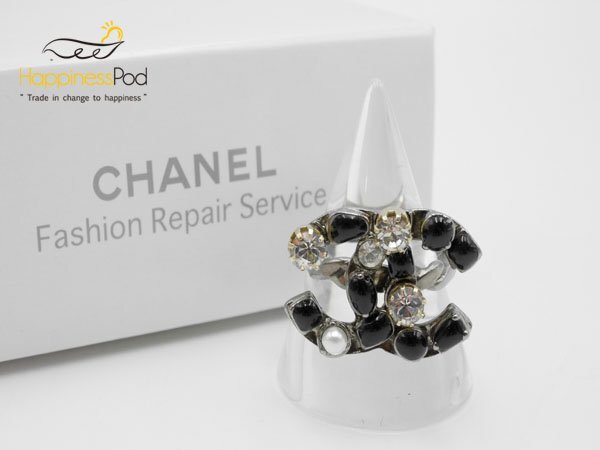 日本最大級 CHANEL シャネル ラインストーンココマークリング 09A リペア済 指輪