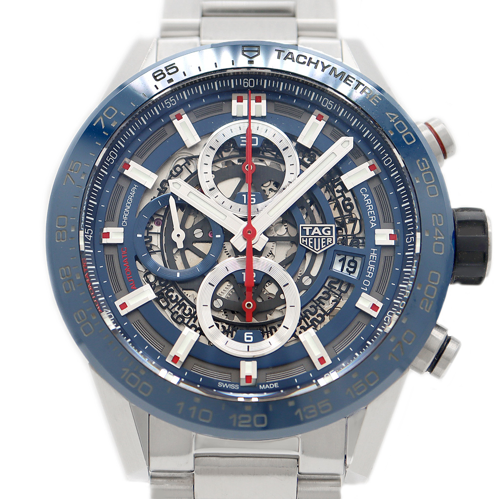 内部点検済 TAG Heuer タグホイヤー カレラ キャリバー ホイヤー01 クロノグラフ CAR201T BA0766 スケルトン SS 自動巻き