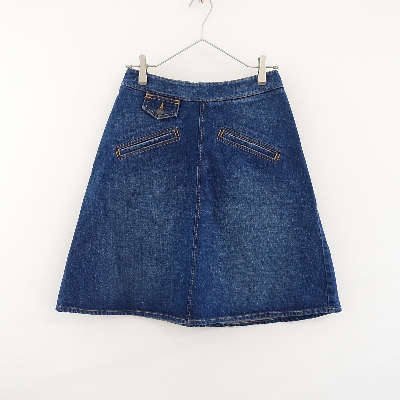 シーバイクロエ SEE BY CHLOE *デニムスカート*36/40コットン綿ネイビーブルー膝丈フレア(sk25-2412-124)【30A52】
