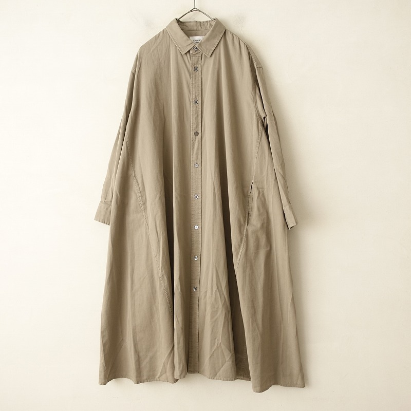 【定価2万】ルグラジック Le Glazik *コットンシャツAラインワンピース*36ベージュ羽織り長袖(1-2412-183)【70A52】