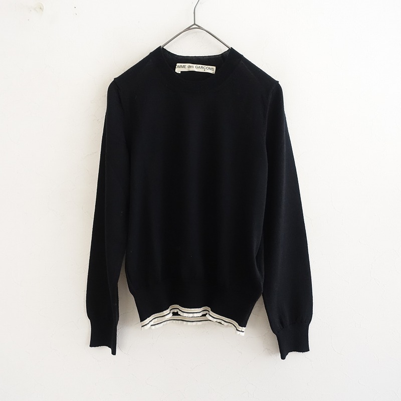 コムデギャルソン COMME des GARCONS *AD2001 ウールニットプルオーバー*長袖クルーネック毛ブラック黒薄手(4-2412-86)【31A52】