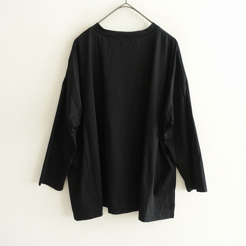 ミズイロインド mizuiro-ind *ワイドスクエアジャージープルオーバー*ブラックストレッチビッグシャツ長袖(2-2412-441)【31A52】