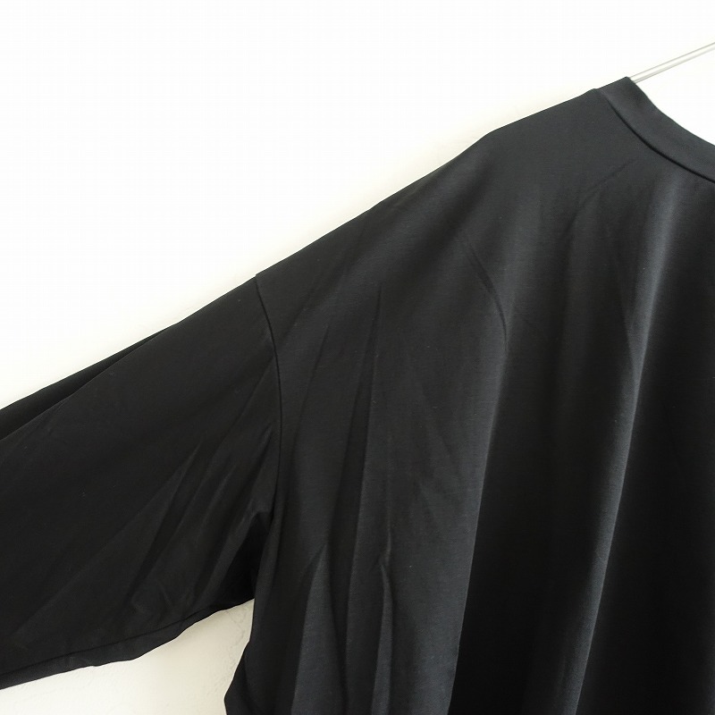 ミズイロインド mizuiro-ind *ワイドスクエアジャージープルオーバー*ブラックストレッチビッグシャツ長袖(2-2412-441)【31A52】