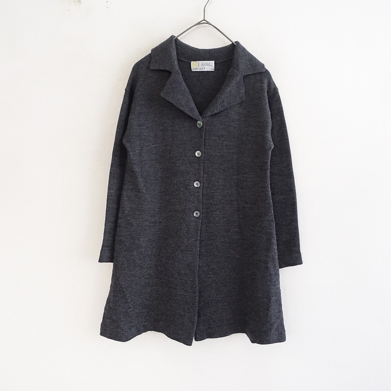 ジョンスメドレー JOHN SMEDLEY *襟付き Aライン ピュアウールカーデガン*ニット羽織りダークグレー長袖(84-2412-109)【61A52】