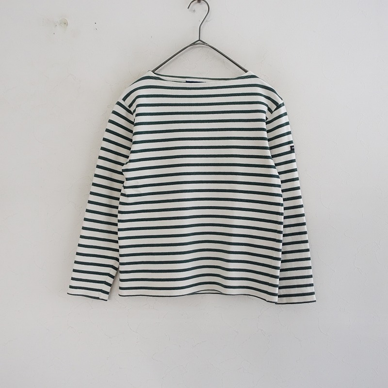 セントジェームス SAINT JAMES *ボーダーカットソー*XXSプルオーバー綿コットングリーン長袖ボートネック(4-2412-176)【71A52】