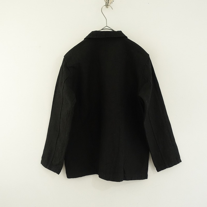 【美品】ポールハーデン Paul Harnden *ウールリネンヘリンボーンジャケット*M毛麻チャコール羽織上著(jk25-2412-450)【71A52】