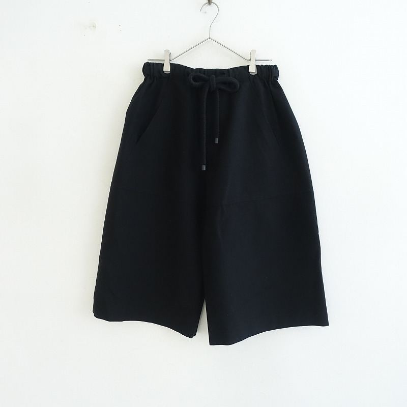 ロエベ LOEWE *ウールワイドパンツ*毛ブラックひざ下パンツ(87-2501-50)【13A52】