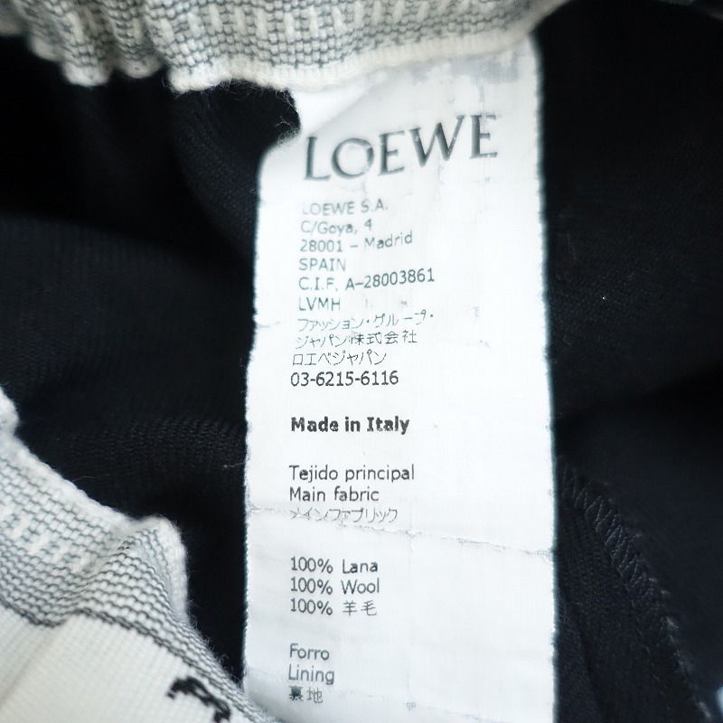 ロエベ LOEWE *ウールワイドパンツ*毛ブラックひざ下パンツ(87-2501-50)【13A52】