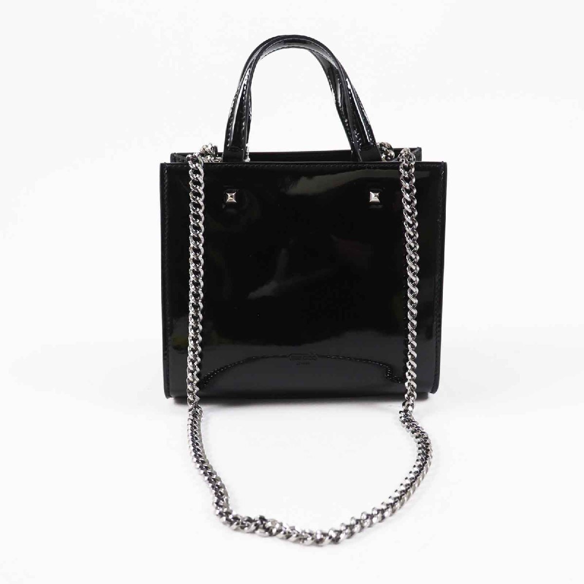  не использовался товар *JIMMY CHOO Jimmy Choo VARENNE TOTE BAG 2WAYpa палатка кожа большая сумка сумка на плечо черный белый Италия производства 