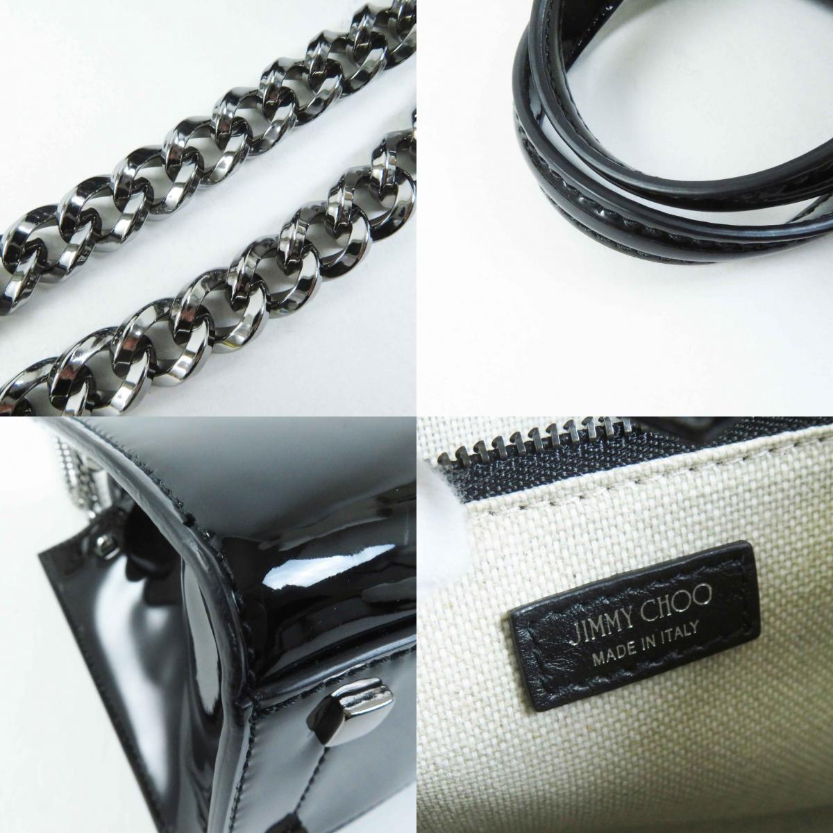  не использовался товар *JIMMY CHOO Jimmy Choo VARENNE TOTE BAG 2WAYpa палатка кожа большая сумка сумка на плечо черный белый Италия производства 