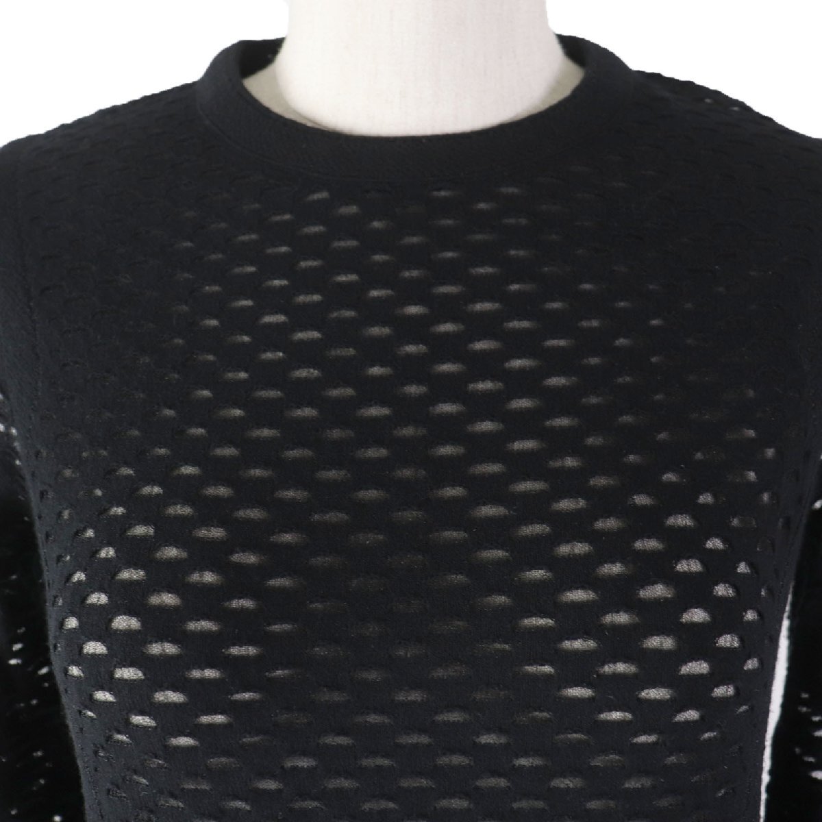 極美品 Missoni ミッソーニ 透かし編み 長(zhǎng)袖 デザイン ニット ワンピース ブラック 40 イタリア制 レディース