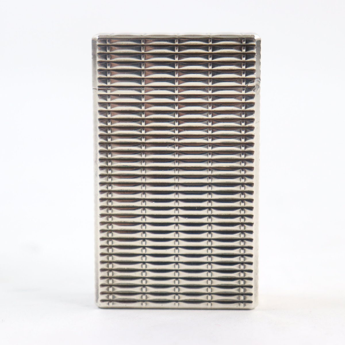 外裝良品○Dupont デュポン ライン1 ロング 総柄 スクエア ローラー式 ライター シルバー フランス制 著火不可 メンズおすすめ