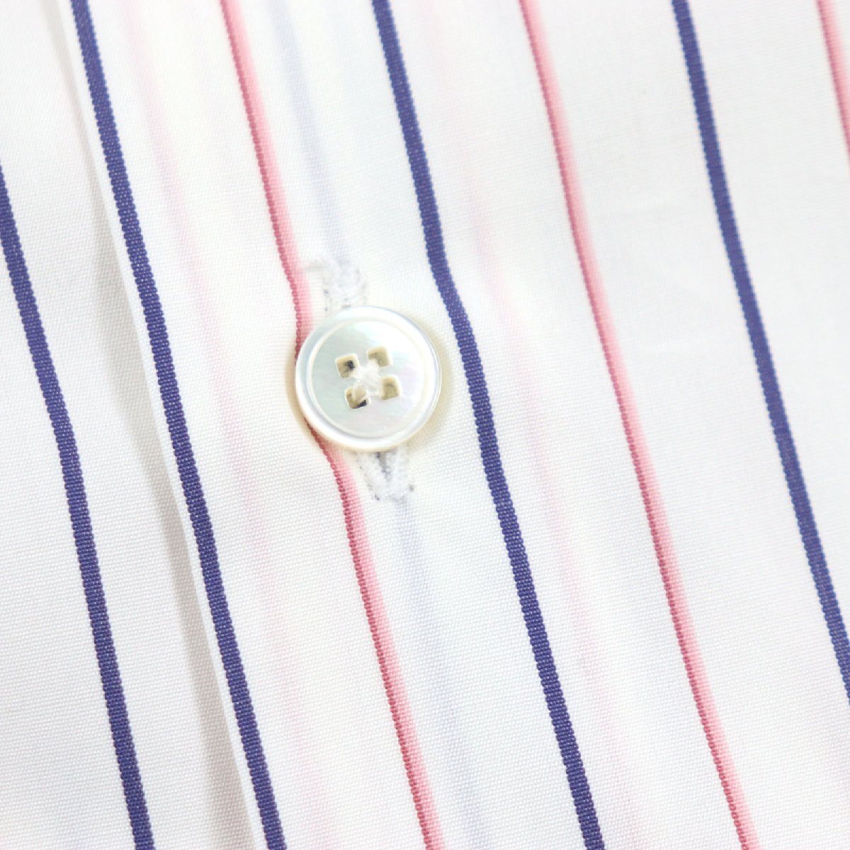 未使用品▼LOUIS VUITTON ルイヴィトン ロゴ刺繍 ストライプ柄 ロングスリーブ 長(zhǎng)袖シャツ ホワイト 39/15 1/2 イタリア制 正規(guī)品 メンズ