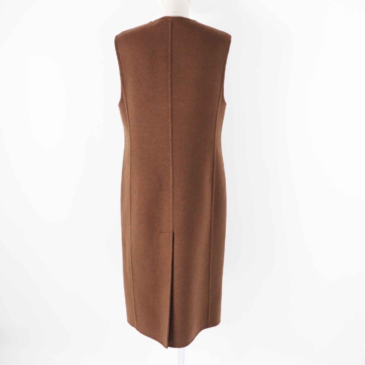 極美品◎HERMES エルメス 23AW 3H0198DB カシミヤ100％ ウッドセリエボタン付き ダブルフェイス ロングジレ／ベスト 38 参考価格850000円_画像4