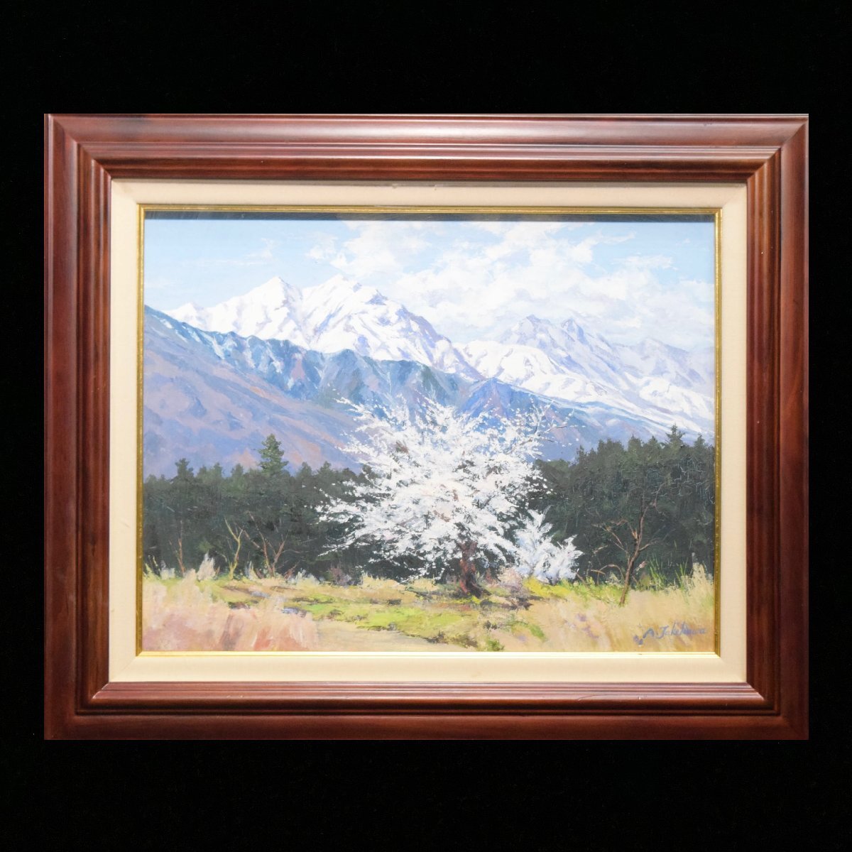 9-34343)竹川明則 風景画 山 桜 10号 油彩 油絵 肉筆 原画 直筆 9-34343)竹川明則 風景画 山 桜 10号 油彩 油絵 肉筆 原画 直筆