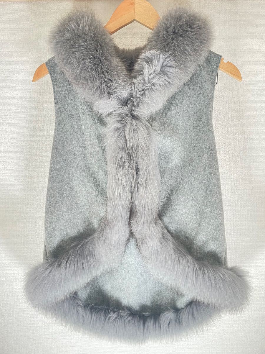 SAGA FURS フォックスファー×カシミヤ100% ポンチョ ケープ FOX SAGA FURS フォックスファー×カシミヤ100% ポンチョ ケープ FOX