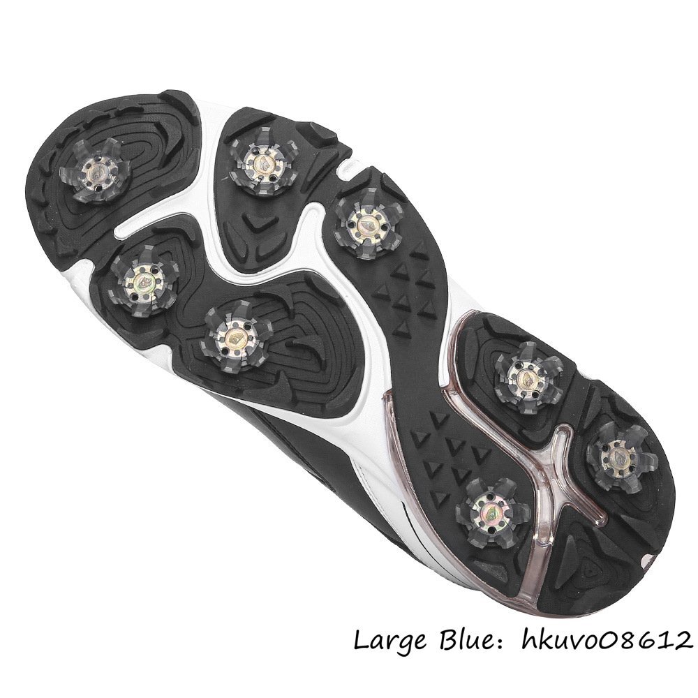 高級品◆新品 ゴルフシューズ ソフトスパイク スポーツシューズ エアクッション 運動靴 切替 幅広い 4E スニーカー 防滑撥水 黒*白 27.5cm