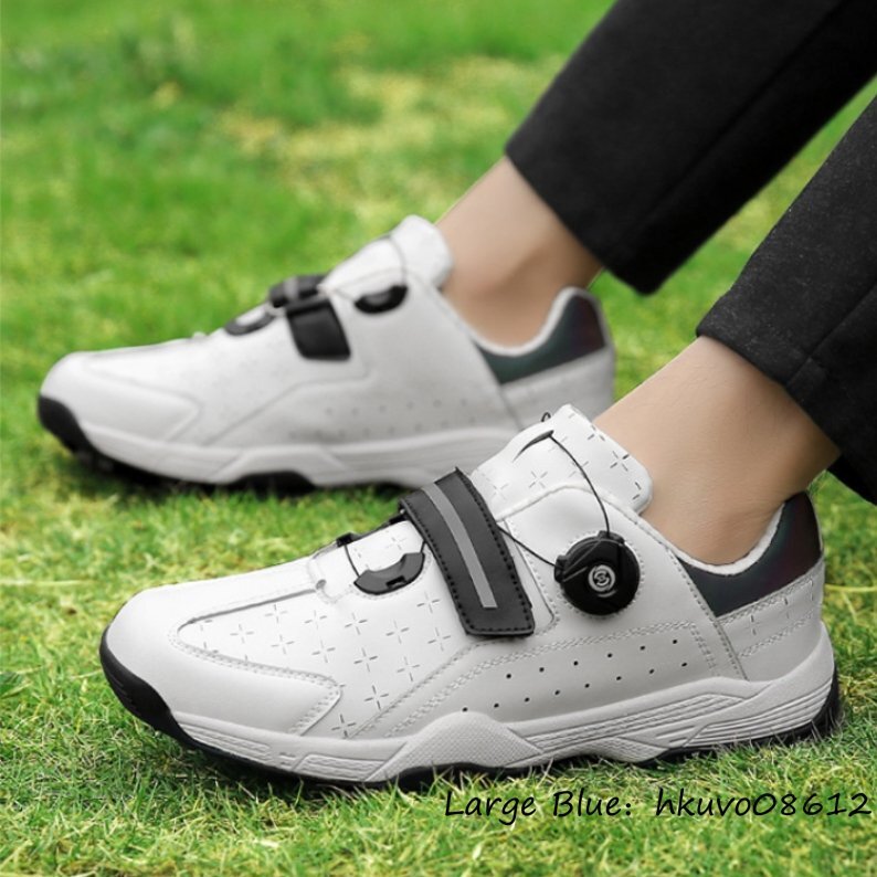 お歳暮 2024 4E ダイヤル式 スニーカー メンズ ゴルフシューズ 高級品◆GOLF 幅広 24.5cm 白 フィット感 運動靴 耐滑 耐久性 通気性 動きやすい 軽量 24.5cm