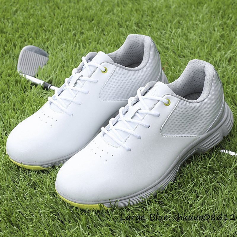 完璧すぎて可愛げがない 新品◆ゴルフシューズ 強いグリップ ソフトスパイク グラデーション スポーツシューズ 運動靴 幅広い スニーカー 防滑 撥水 白/黄 28.0cm 28.0cm