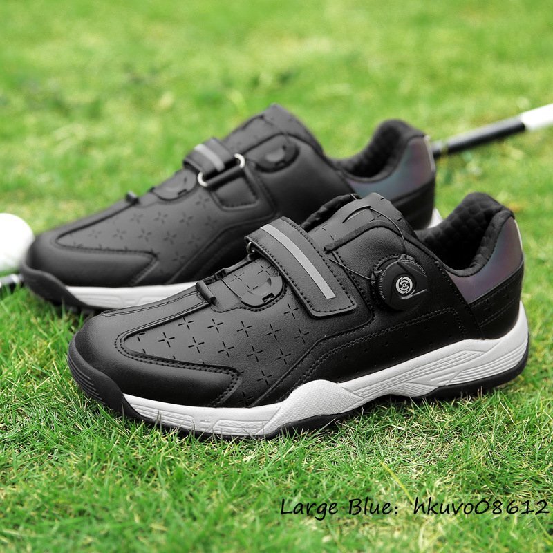 【新作入荷!!】 軽量 幅広 4E ダイヤル式 スニーカー メンズ ゴルフシューズ 高級品◆GOLF 動きやすい 25.5cm 黒 フィット感 運動靴 耐滑 耐久性 通気性 25.5cm