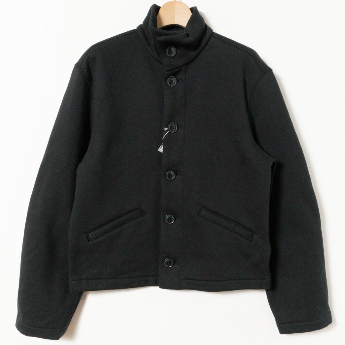 タグ付き 未使用 UNIQLO ユニクロ U ジャージーブルゾン 綿 ポリ Lサイズ ポケット ブルー スタンドカラー シンプル 無地 裏なし 厚手 婦人