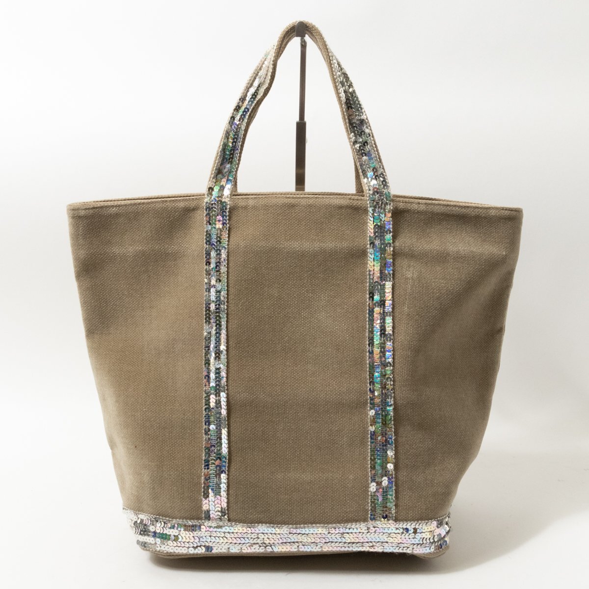 vanessabruno ヴァネッサ ブリューノ トートバッグ グレージュ シルバー スパンコール コーデュロイ レディース 手さげ カジュアル bag 鞄