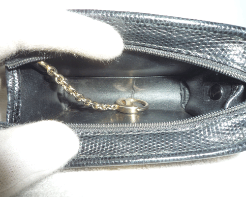  Salvatore * Ferragamo vala кожа черный чёрный Lizard type вдавлено . лента сумка 