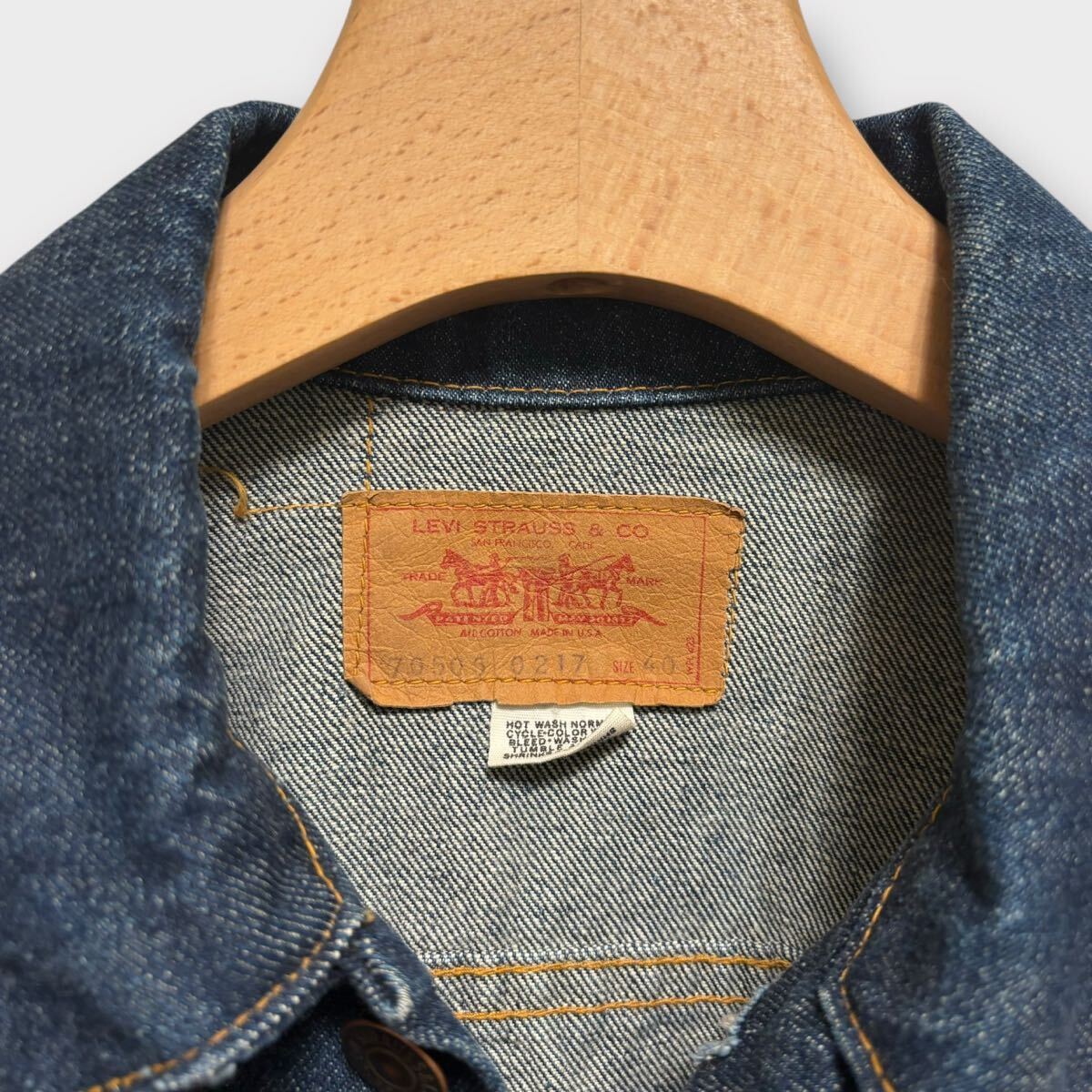 70s】USA製リーバイス70505 デニムジャケット40 ケアタグ