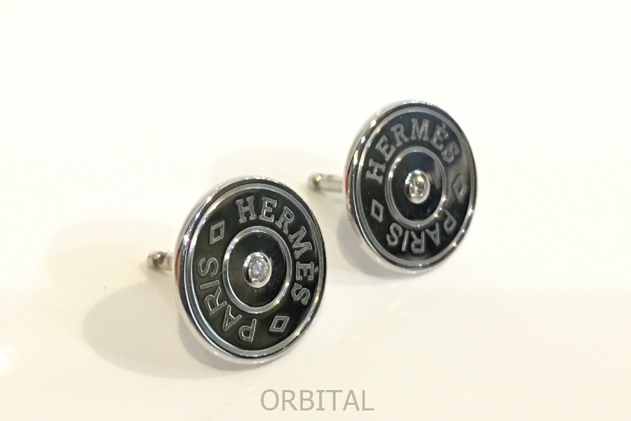 二子玉)HERMES エルメス K18WG ガンバードクルー・ド・セル セリエ ダイヤ ピアス 総重量3.4g アクセサリー イヤリング_画像3